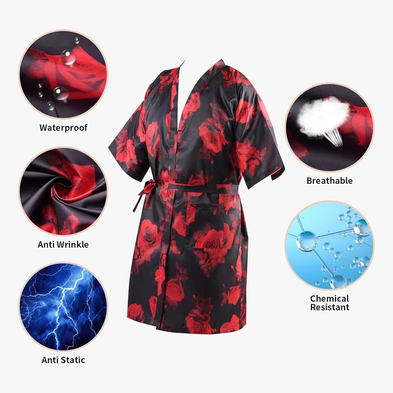YELEGAI Salon Client Gown Robes Cape Hair Cutting Smock with Adjustable Tie for Hair Cutting Barber Hairstyling - Image 2